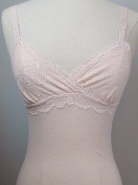 Vintage Y2K Abercrombie & Fitch Pink Lace Trim Cami Tank Top Coquette Balletcore